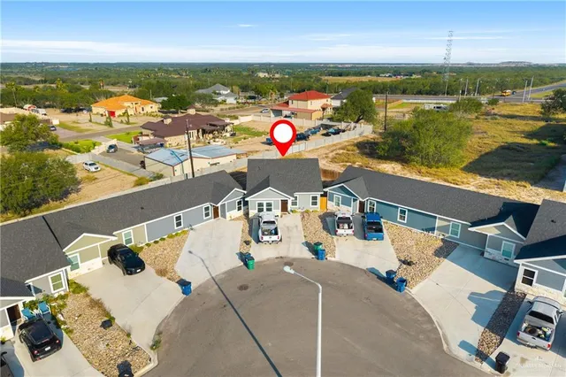 an outdoor space with furniture