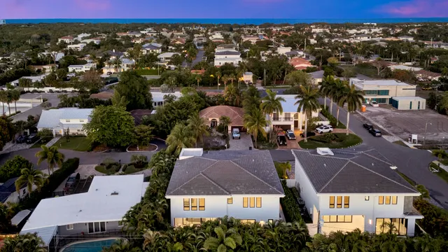 an aerial view of multiple house