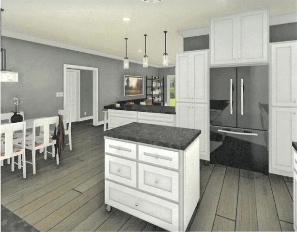 a view of an ocean and a mountain