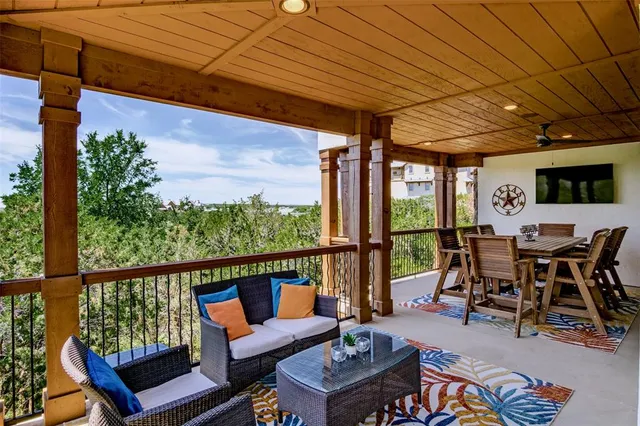 a outdoor living space with furniture and garden view