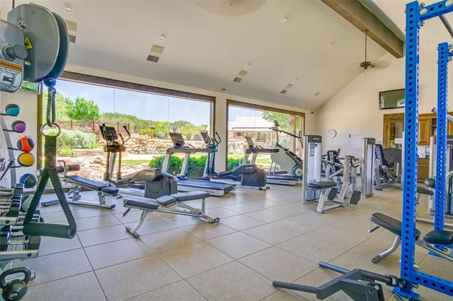 a view of a room with gym equipment
