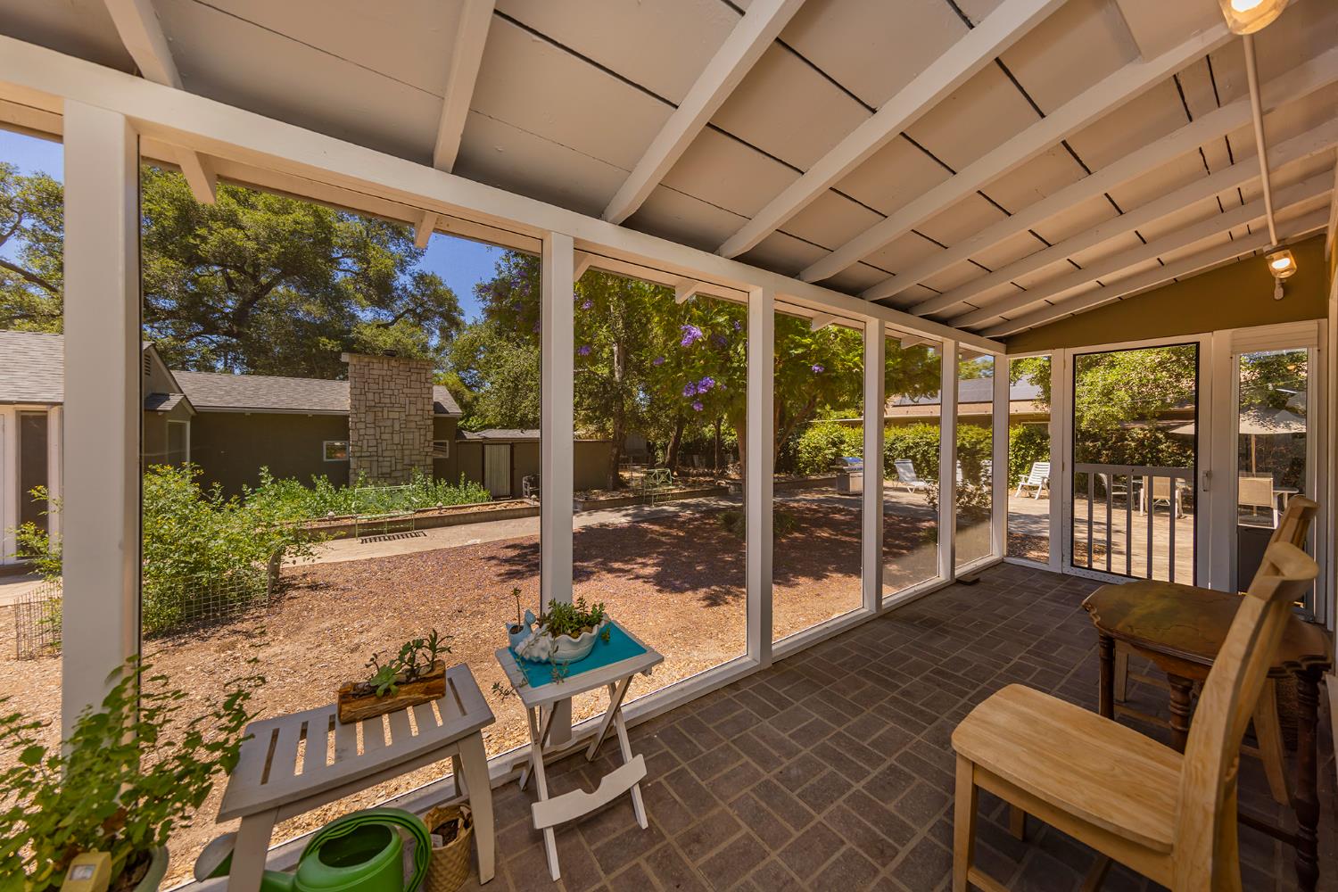840 Fairview Road Ojai, CA 93023 - Photo 9 of 30 a view of a porch with chairs and backyard