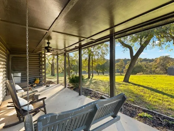 a view of an outdoor space with seating