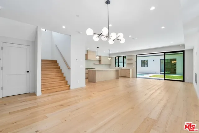 a view of a livingroom with a chandelier
