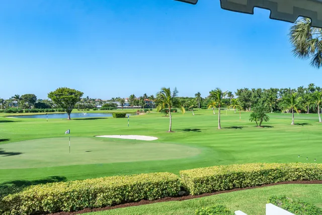 a view of a golf course with a garden