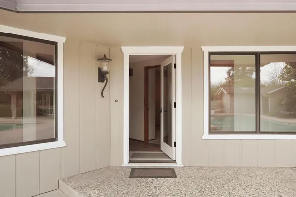a view of a entryway door of the house