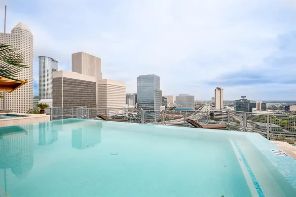 a view of a city with tall buildings