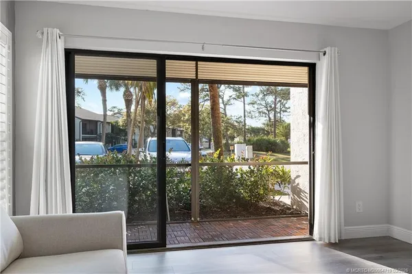 a room with a large window