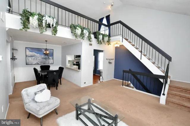 a living room with furniture