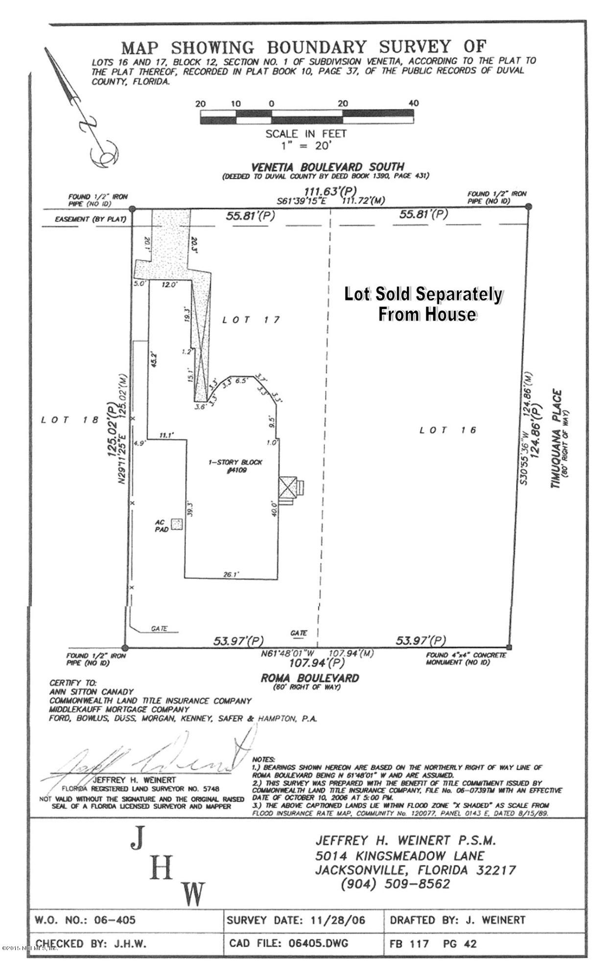 0 Roma Boulevard Jacksonville, FL 32210 - Photo 1 of 2 Survey - Lot 16 Sold Separately