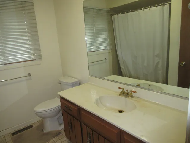 a view of a small space with a window