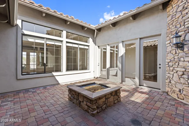a living room with a large window