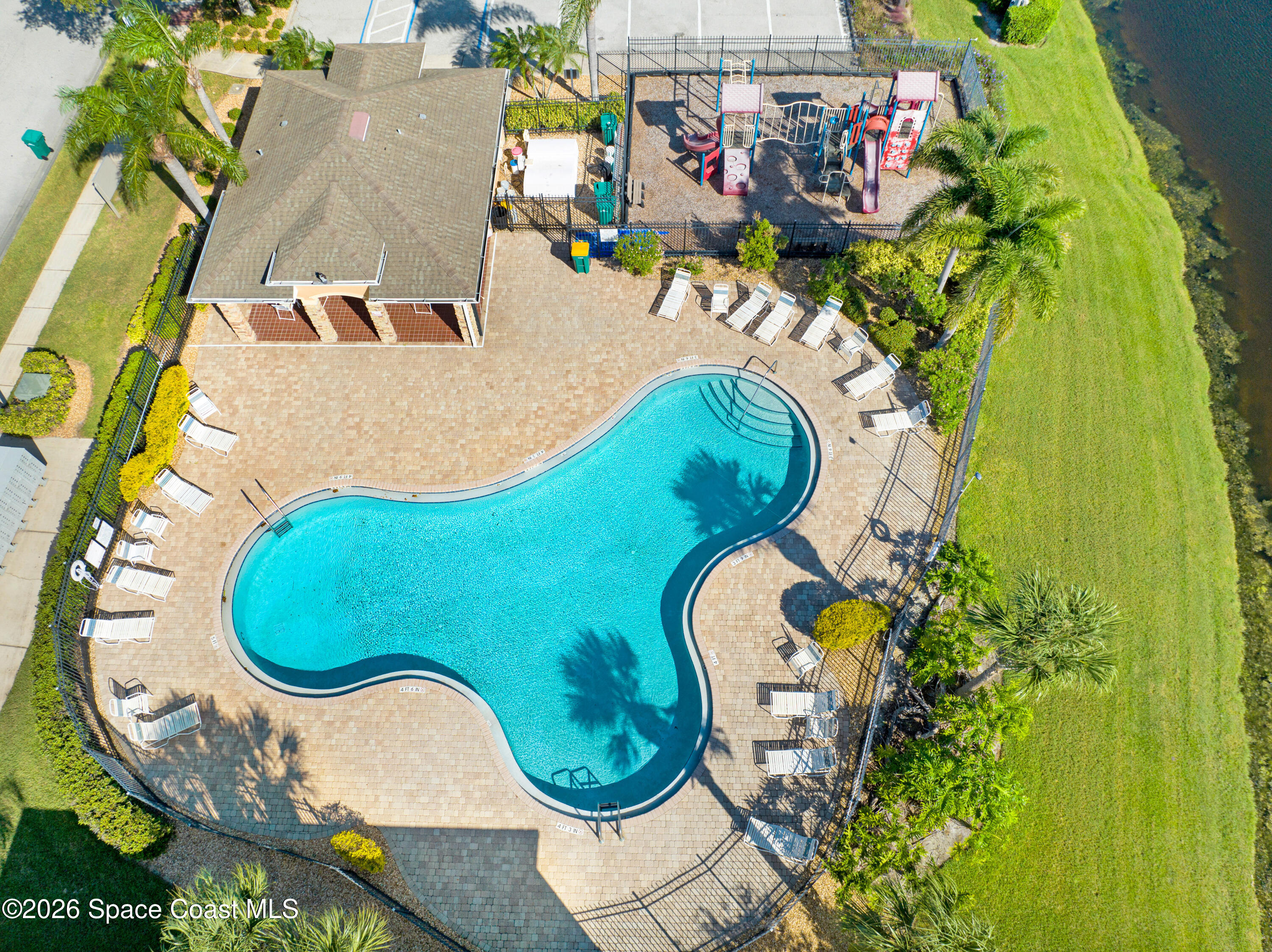 2785 Reston Street, Unit 103 Melbourne, FL 32935 - Photo 33 of 36 Aerial Pool & Park