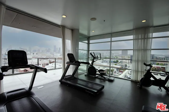 a room with gym equipment