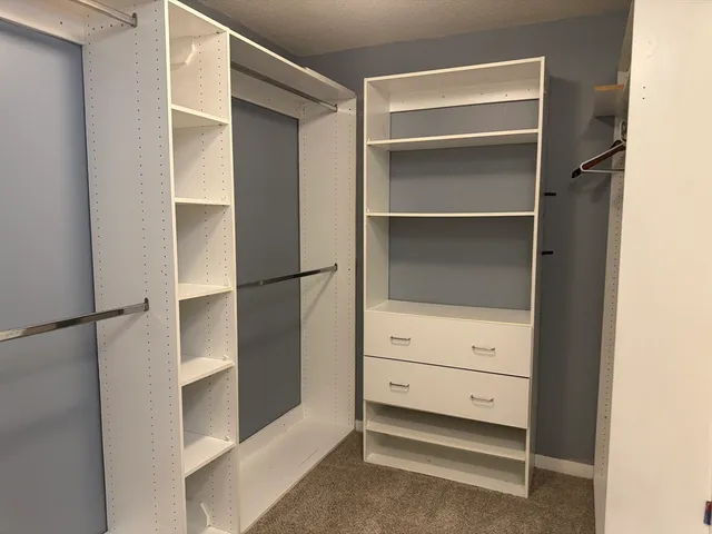 a view of an empty walk in closet