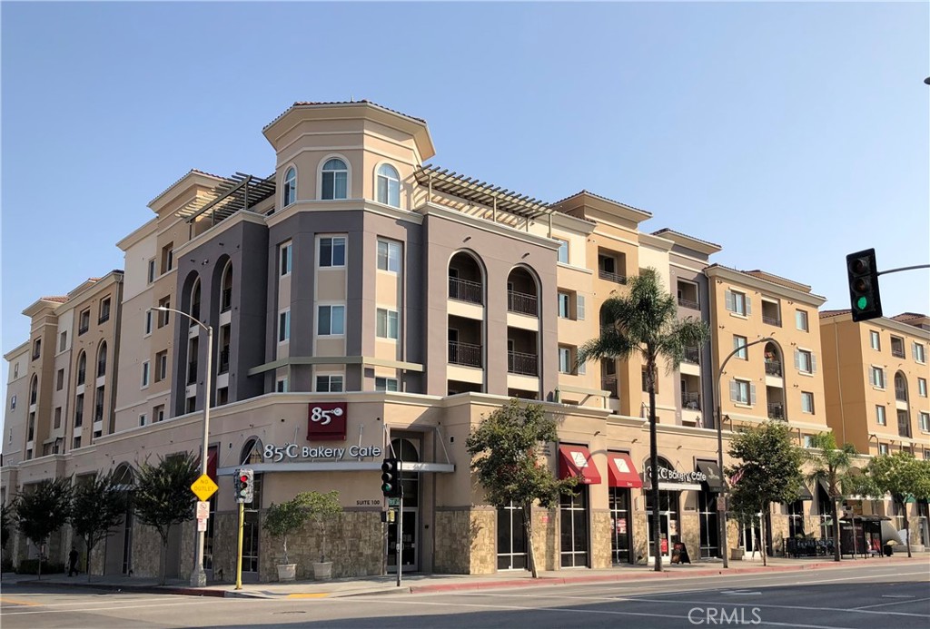 a front view of a multi story building