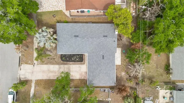 an aerial view of a house
