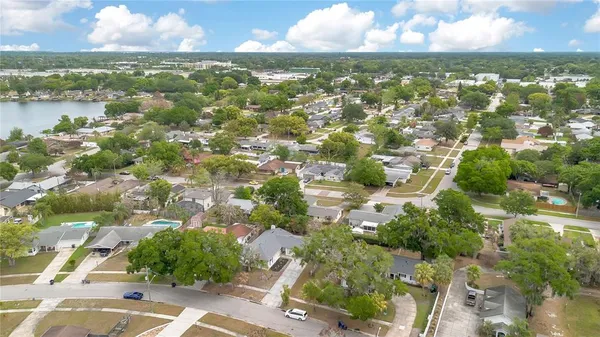 a view of city and green space