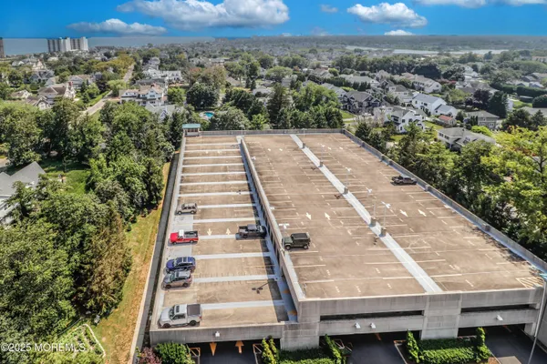 a view of balcony with wooden floor