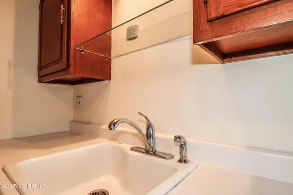 a bathroom with a sink and a shower