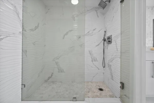a bathroom with a shower