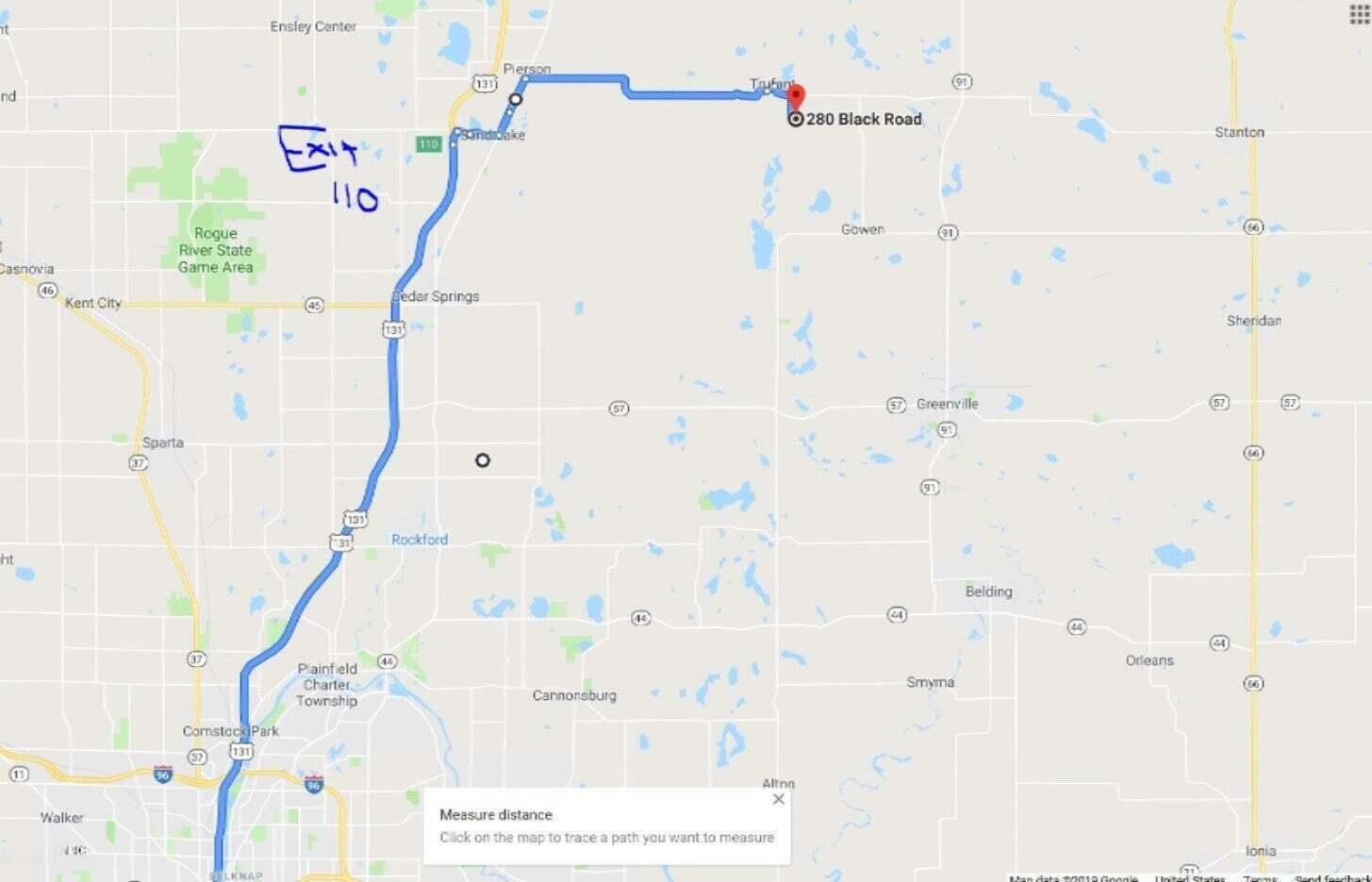 280 North Black Road Trufant, MI 49347 - Photo 31 of 32 map to black