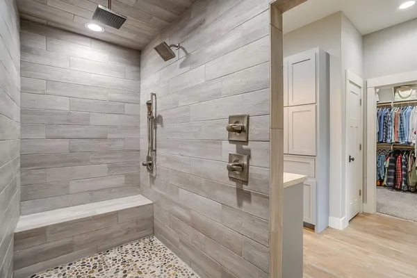 a bathroom with a shower