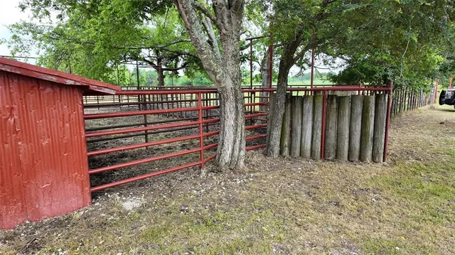 a view of outdoor space with deck and trees