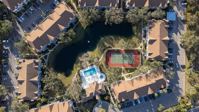 an aerial view of a house