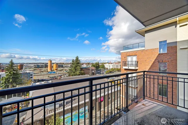 a view of city from a balcony