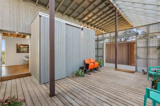 a view of a wooden deck