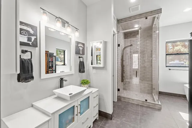 a view of a yard with an outdoor space