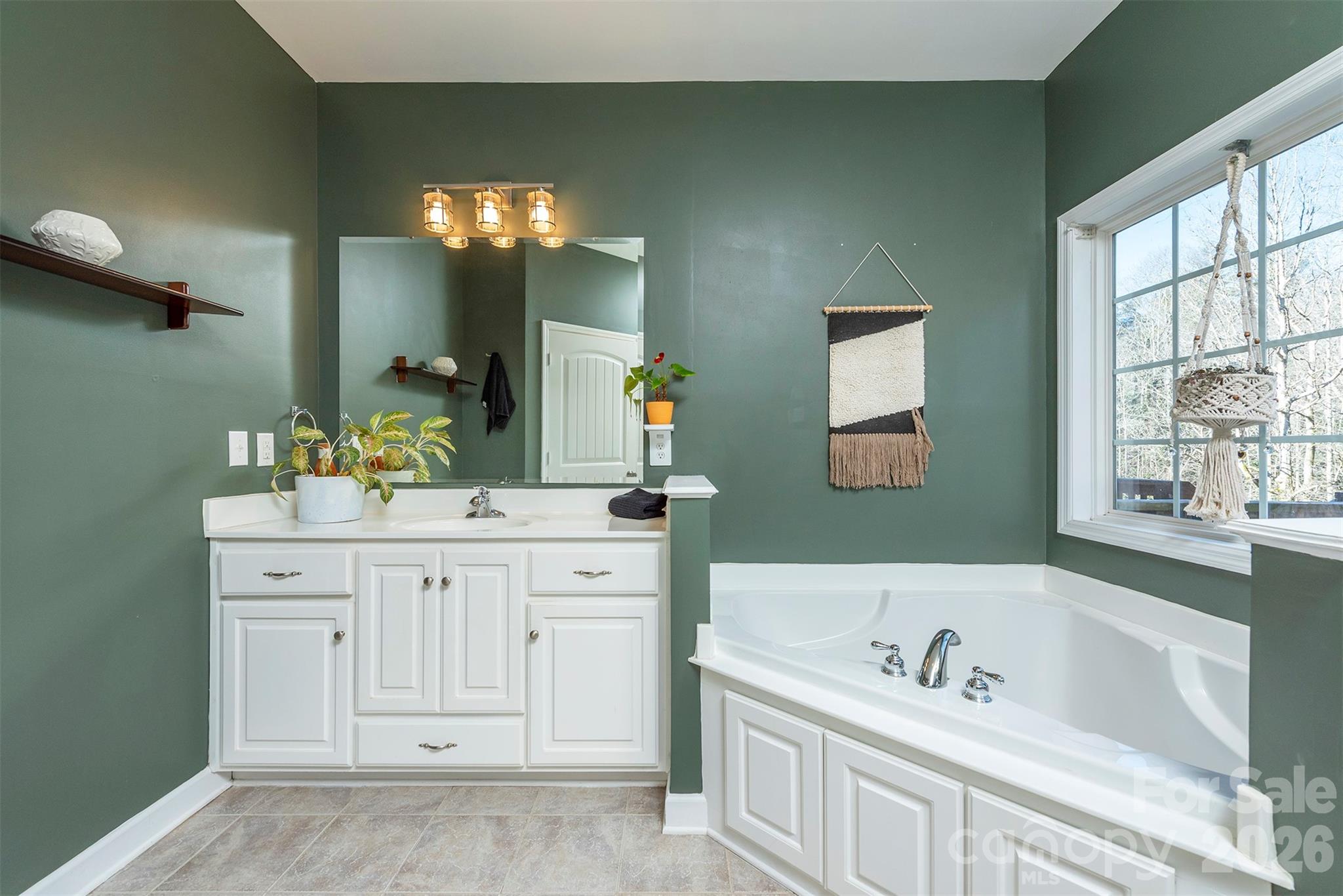 243 Scenic Ridge Drive Hendersonville, NC 28792 - Photo 21 of 47 a bathroom with a sink a large mirror and a bathtub