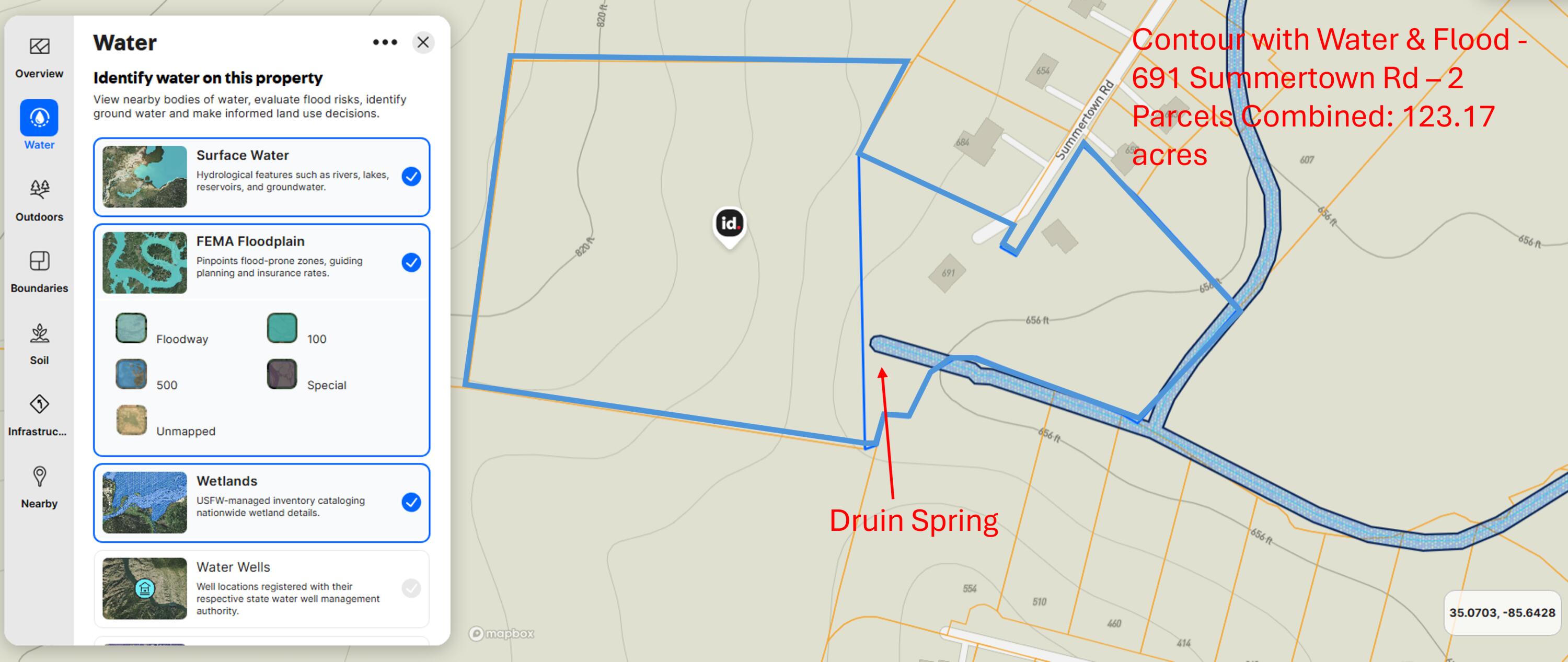 691 Summertown Road Jasper, TN 37347 - Photo 2 of 29 Aerial Contour_Both Lots_Water and Flood