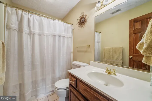 a bathroom with a shower and toilet