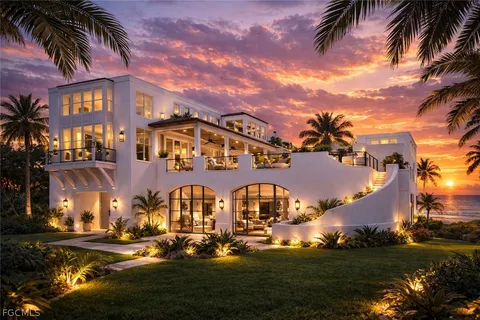 front view of a building with a yard