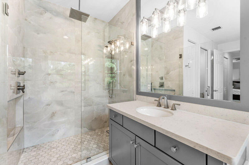 8091 Snowflake Obsidian Trail Delray Beach, FL 33446 - Photo 30 of 35 a bathroom with a sink shower and a mirror