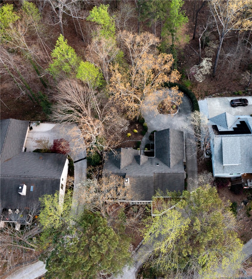 47 Gulf Stream Lane Salem, SC 29676 - Photo 43 of 48 An aerial view showcases a residence nestled among a wooded landscape with a winding driveway.