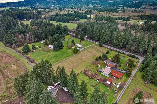 an aerial view of a house