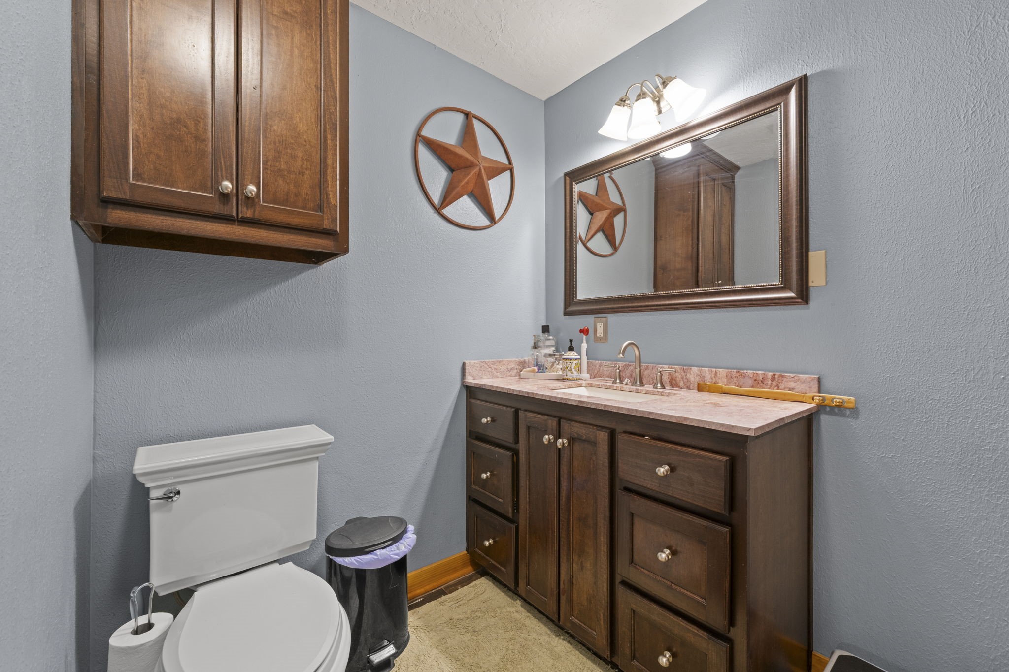 15610 Penick Road Waller, TX 77484 - Photo 39 of 49 a bathroom with a toilet a sink and mirror
