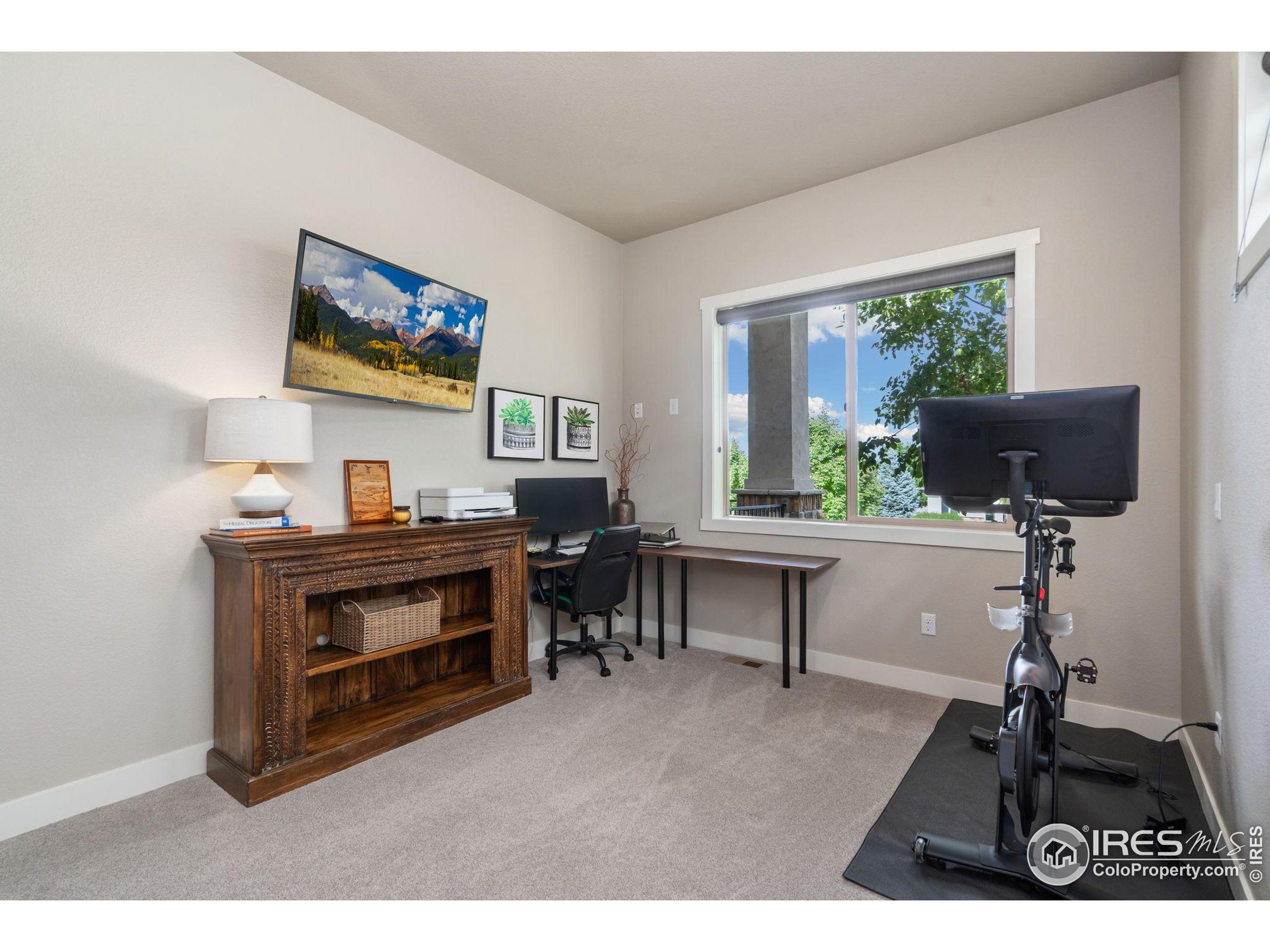 3828 Valley Crest Drive Timnath, CO 80547 - Photo 28 of 50 a living room with furniture a window and a flat screen tv