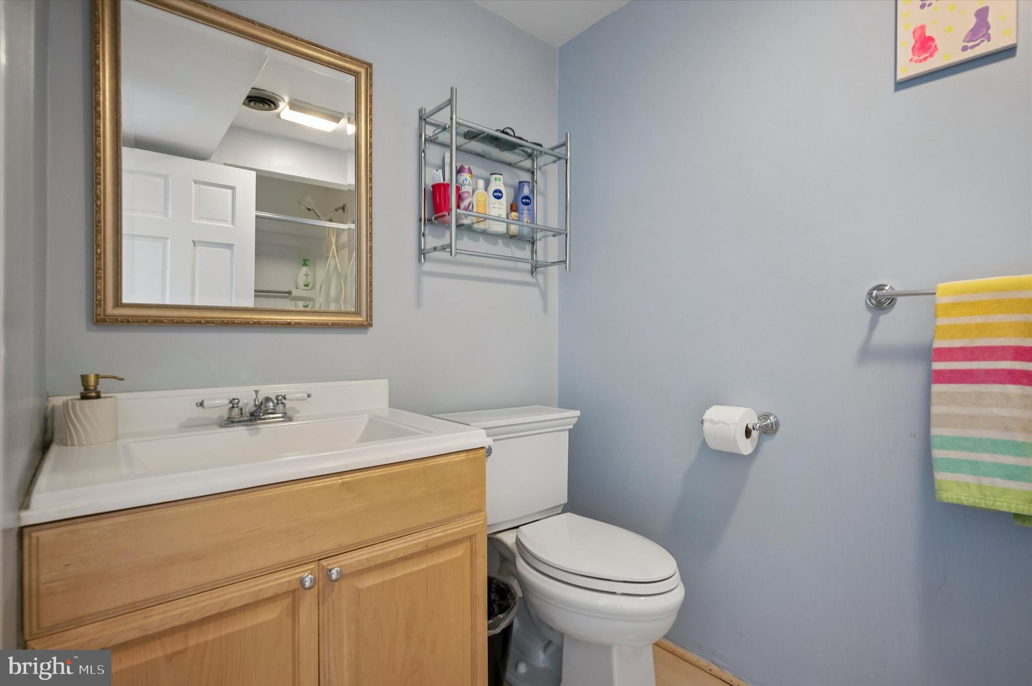 774 Robinhood Road Bryn Mawr, PA 19010 - Photo 21 of 28 a bathroom with a sink vanity mirror and toilet
