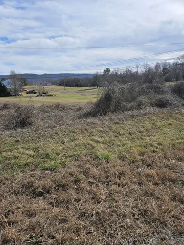 a view of a pathway with a field