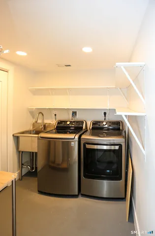 a view of a fireplace in kitchen