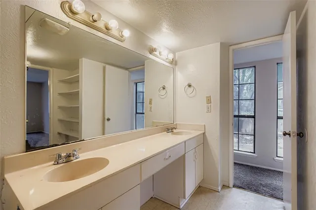 a bathroom with a sink double vanity