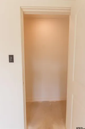 a bathroom with a shower and a toilet
