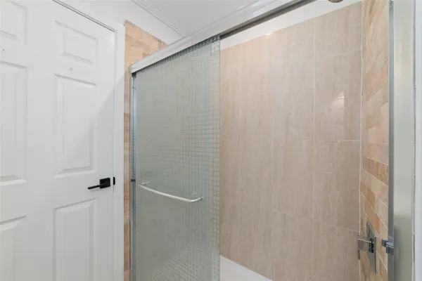 a bathroom with a shower