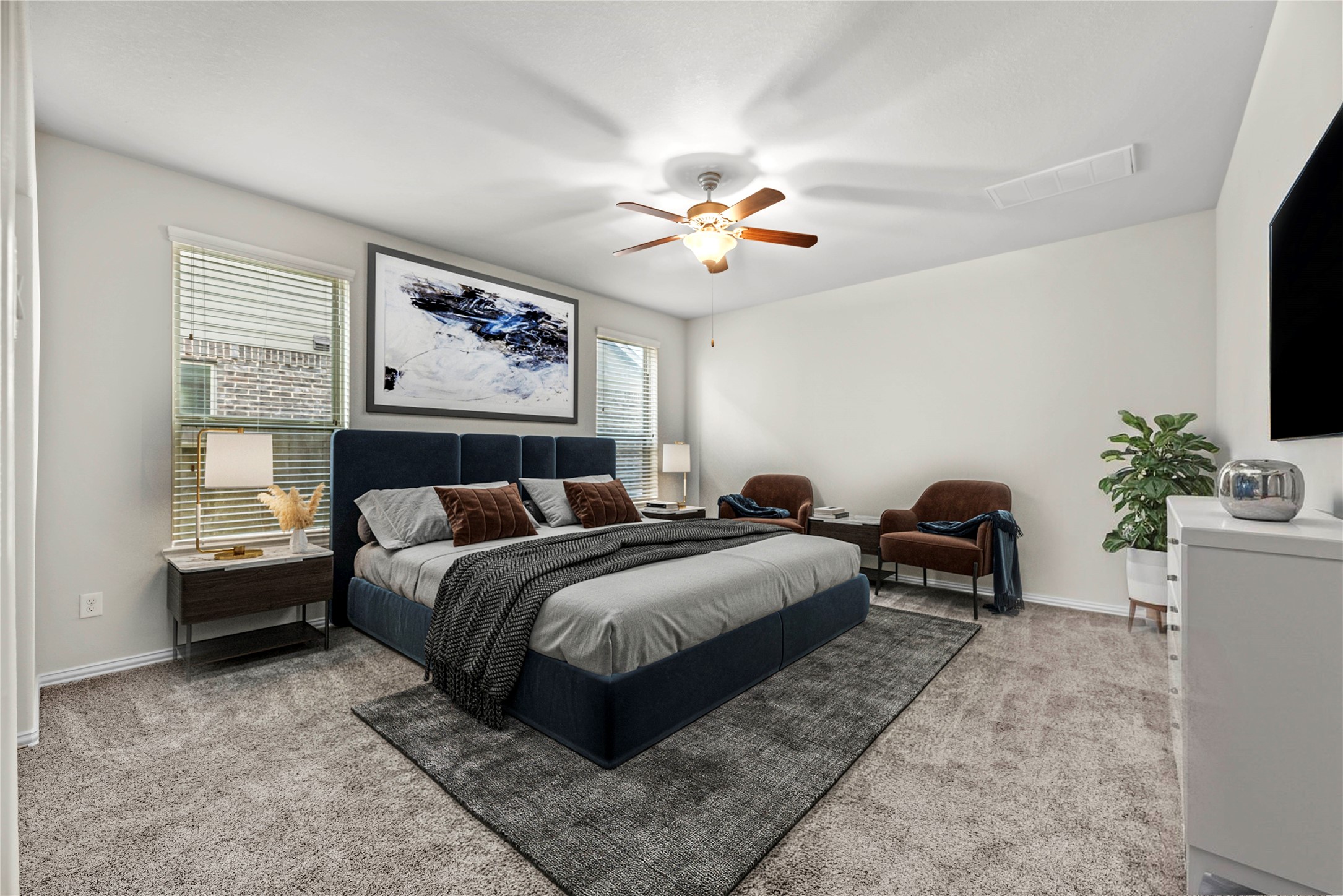 5205 Rainy Garden Court Rosharon, TX 77583 - Photo 13 of 43 a bed room with a bed and a couch