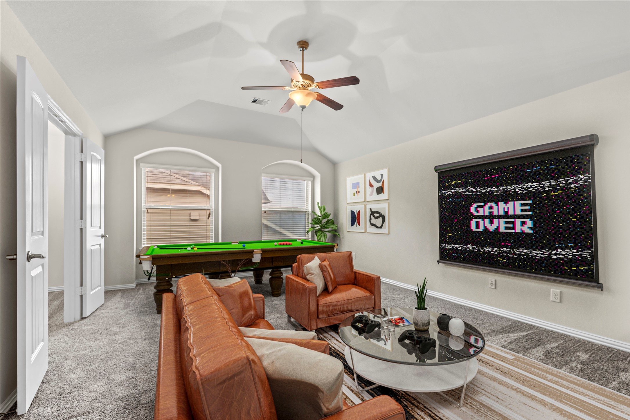 5205 Rainy Garden Court Rosharon, TX 77583 - Photo 24 of 43 a living room with furniture a rug and a flat screen tv