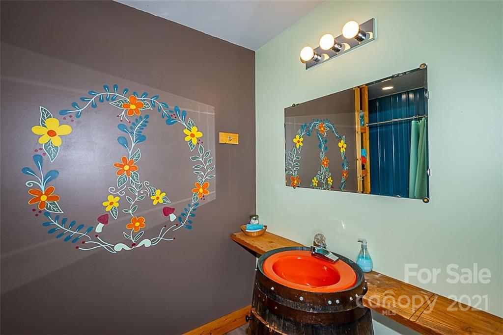 241 Ray Hill Road Horse Shoe, NC 28742 - Photo 15 of 43 a bathroom with a toilet a sink and a mirror